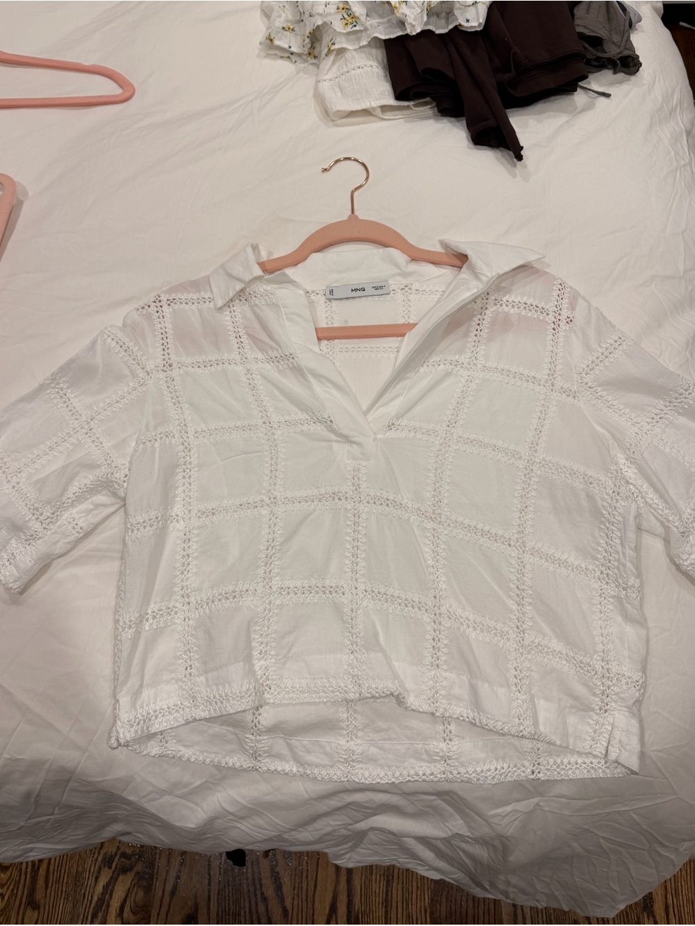 Mango White Eyelet Blouse